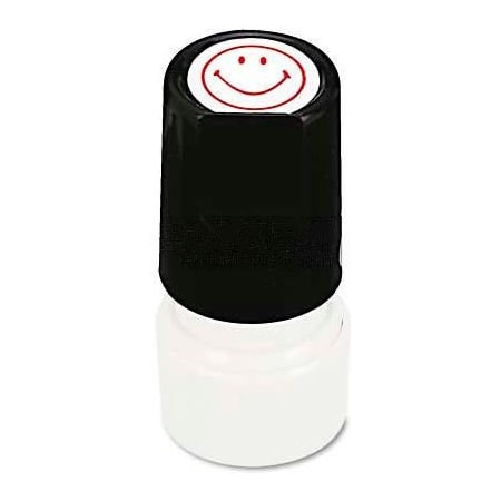 Universal Universal Round Message Stamp, SMILEY FACE, Pre-Inked/Re-Inkable, Red UNV10080***